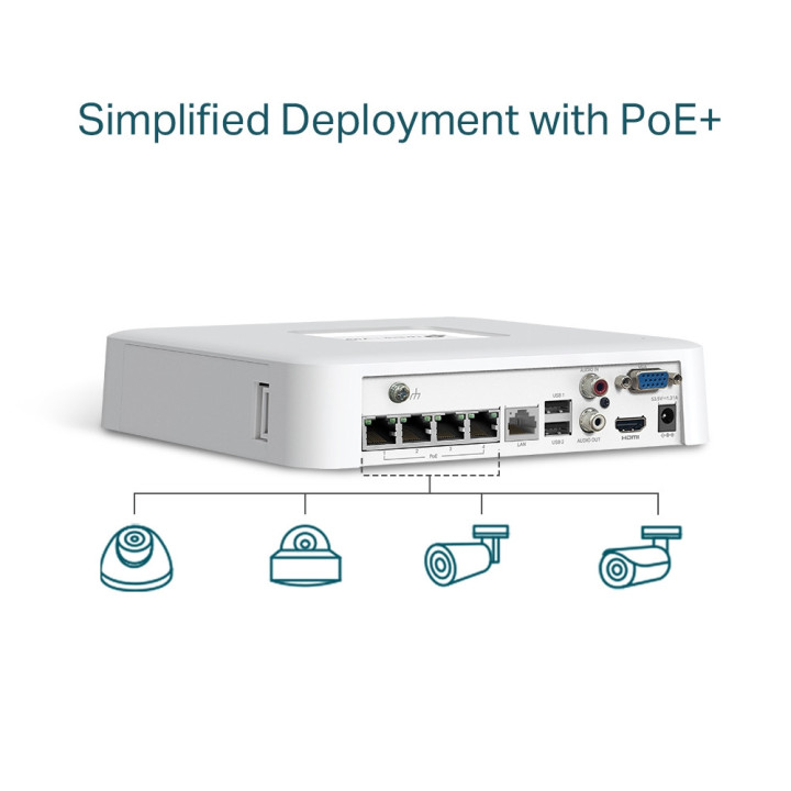 NVR TP-Link VIGI NVR1104H-4P PoE  4-канален