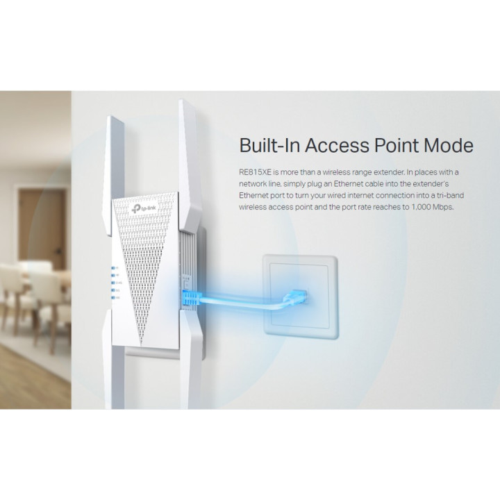 Удължител на обхват TP-Link RE815XE AXE5400 Mesh Wi-Fi 6E 3-лентов