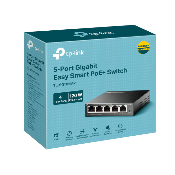 Комутатор TP-Link TL-SG105MPE 5-портов Gigabit Easy Smart Switch с 4 порта PoE 