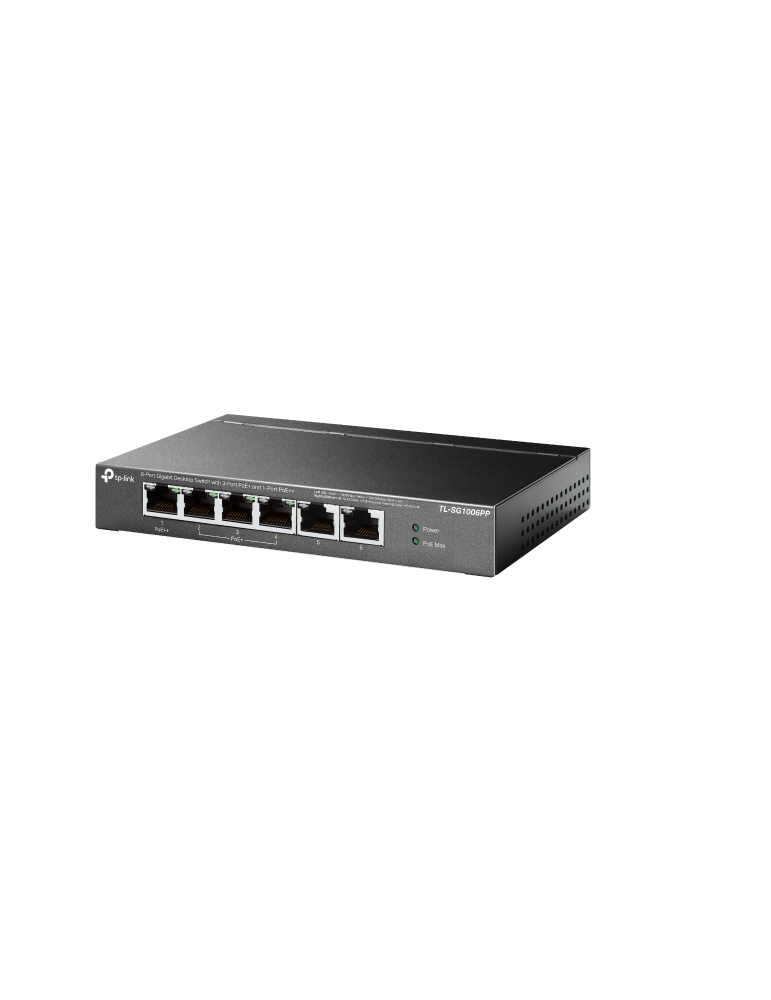 Комутатор TP-Link TL-SG1006PP 6-портов гигабитов настолен с 3-порта PoE  и 1-порта PoE  