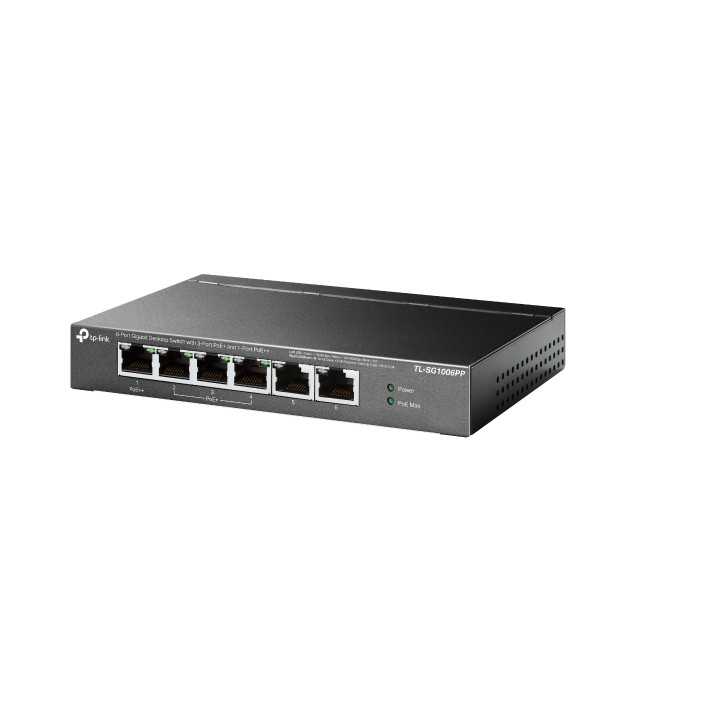 Комутатор TP-Link TL-SG1006PP 6-портов гигабитов настолен с 3-порта PoE  и 1-порта PoE  