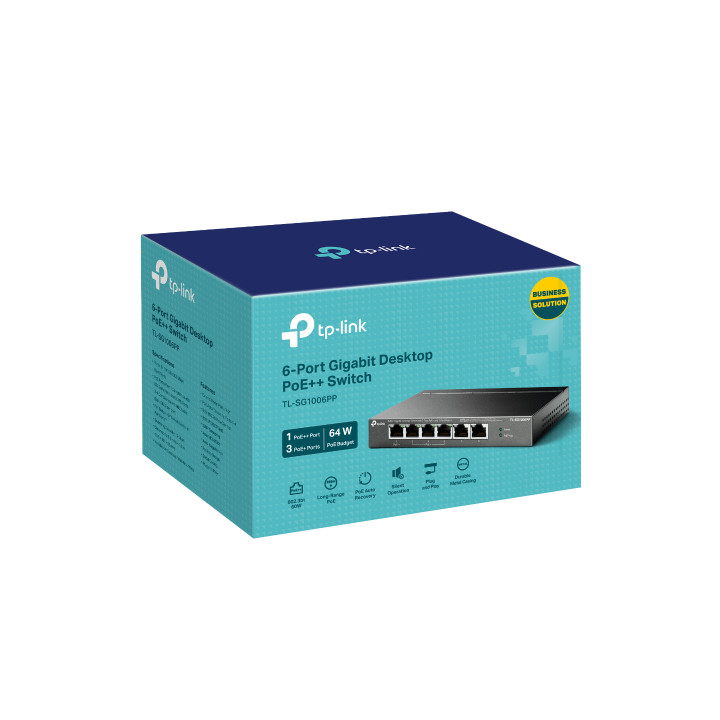 Комутатор TP-Link TL-SG1006PP 6-портов гигабитов настолен с 3-порта PoE  и 1-порта PoE  