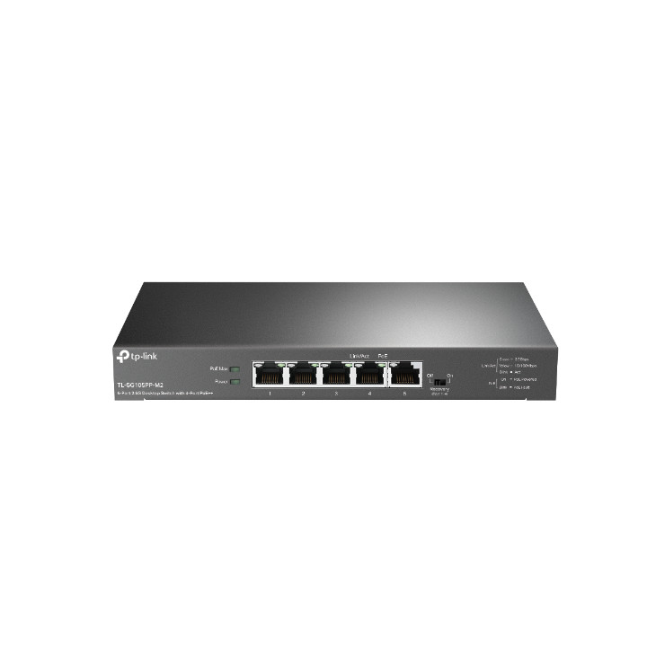Комутатор TP-Link TL-SG105PP-M2 5-портов 2.5G настолен с 4-порта PoE  