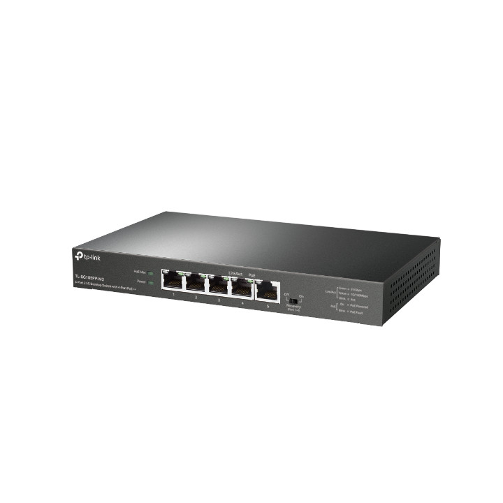 Комутатор TP-Link TL-SG105PP-M2 5-портов 2.5G настолен с 4-порта PoE  