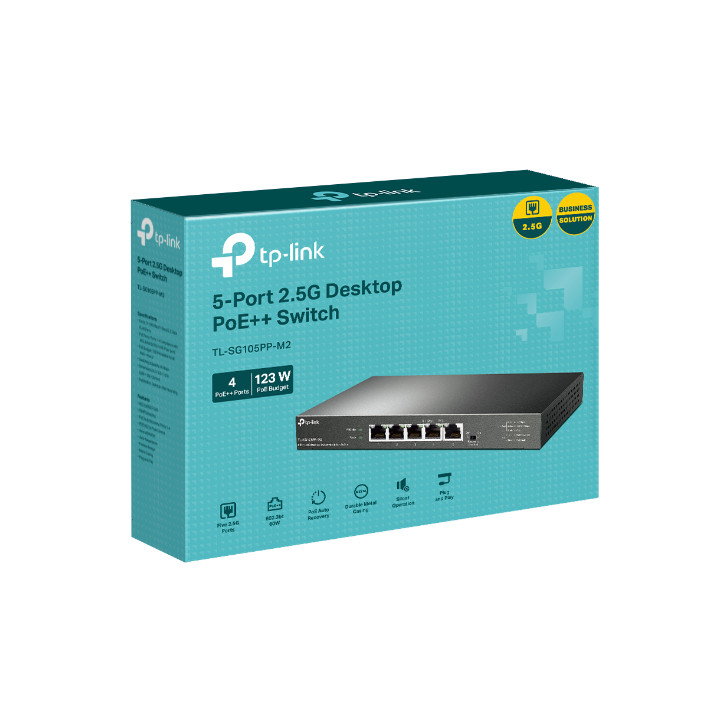 Комутатор TP-Link TL-SG105PP-M2 5-портов 2.5G настолен с 4-порта PoE  