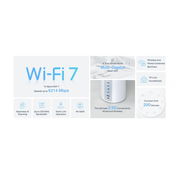 Безжична Wi-fi 7 Mesh система TP-Link Deco BE65(2-pack) BE9300