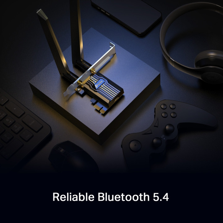 3-лентов Bluetooth 5.4 Wi-Fi7 PCIe адаптер TP-Link ArcherTBE552E BE9300