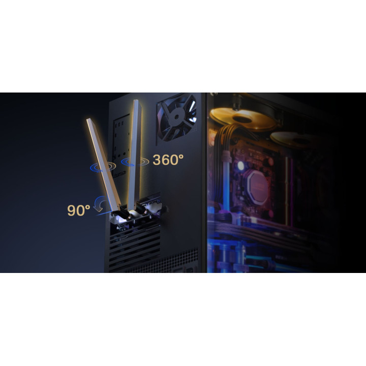 3-лентов Bluetooth 5.4 Wi-Fi7 PCIe адаптер TP-Link ArcherTBE552E BE9300