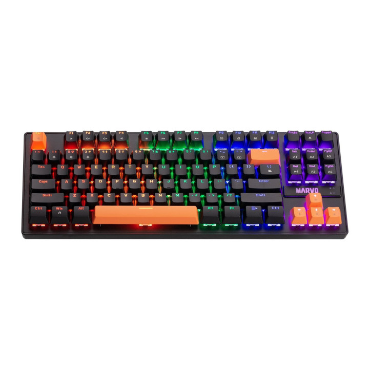Механична геймърска клавиатура Marvo KG901C 87 keys, Orange caps TKL - MARVO-KG901C