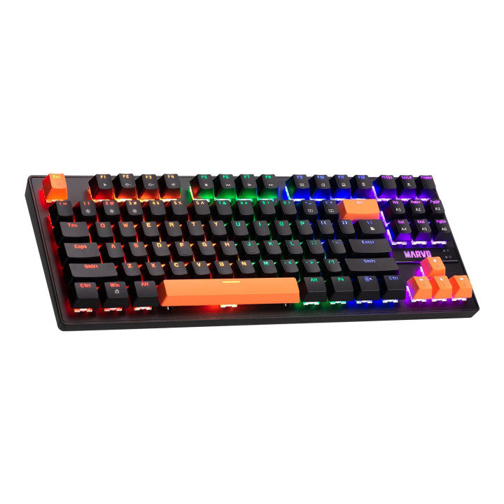 Механична геймърска клавиатура Marvo KG901C 87 keys, Orange caps TKL - MARVO-KG901C