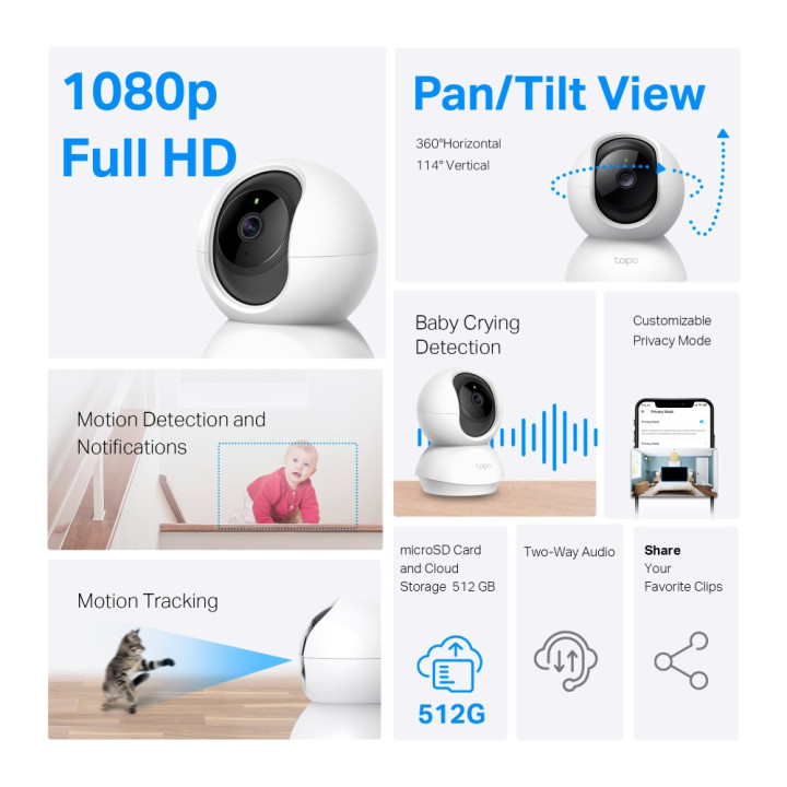 Wi-Fi Pan/Tilt камера за наблюдение TP-Link Tapo C200P2