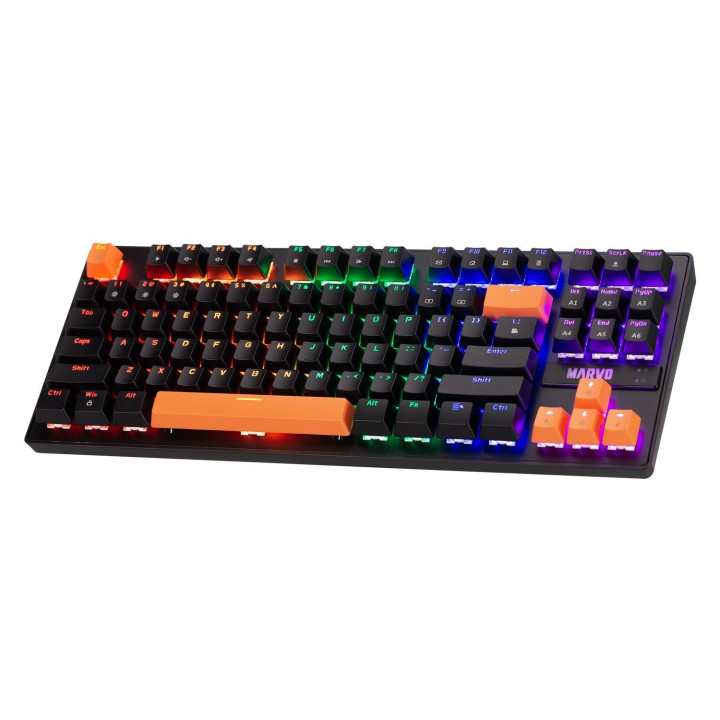 Механична геймърска клавиатура Marvo KG901C 87 keys, Orange caps TKL - MARVO-KG901C