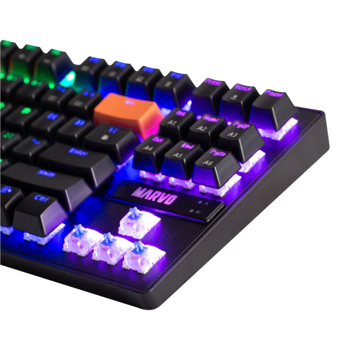 Механична геймърска клавиатура Marvo KG901C 87 keys, Orange caps TKL - MARVO-KG901C