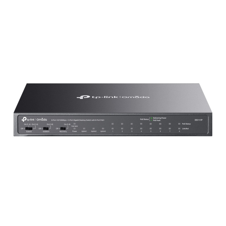 Комутатор неуправляем TP-Link Omada DS111P 8-порта 10/100Mbps   3-порта Gigabit с 8-порта PoE 