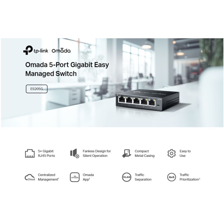 5-портов гигабитов управляем настолен комутатор TP-Link ES205G