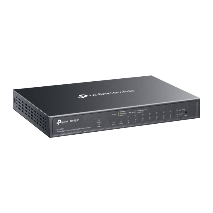 10-портов комутатор TP-Link Omada ES210GMP Gigabit Easy Managed Switch с 8 PoE  порта