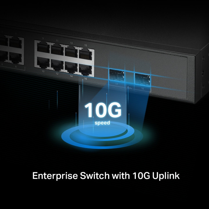 16-портов комутатор TP-Link Omada SG3218XP-M2 2.5G и 2-порта 10GE SFP  L2  управляем с 8-порта PoE 