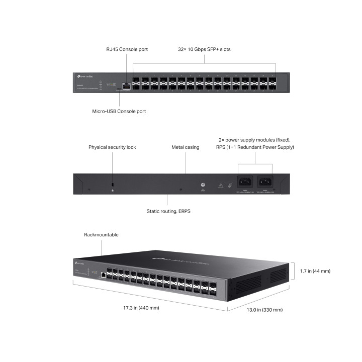 32-портов 10GE SFP  L2  управляем комутатор TP-Link Omada SX3032F