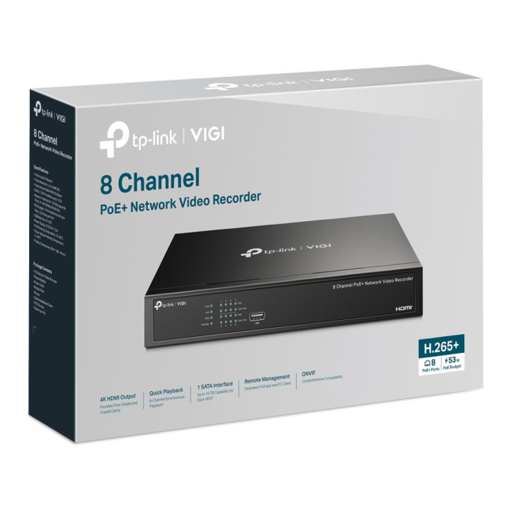 Мрежови видео рекордер TP-Link VIGI NVR1008H-8P 8-канален PoE 