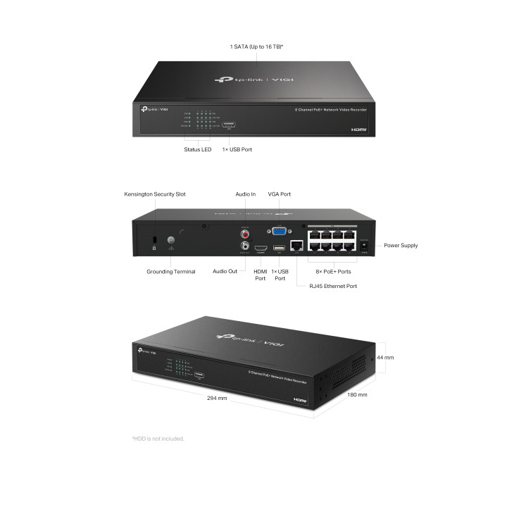 Мрежови видео рекордер TP-Link VIGI NVR1008H-8P 8-канален PoE 