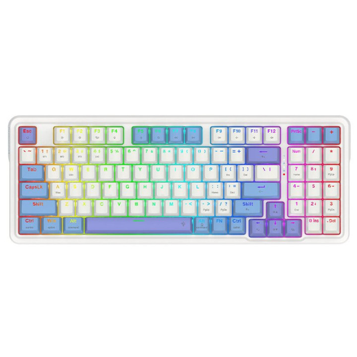 Bluetooth геймърска клавиатура Redragon Gloria Pro K664WBP-RGB-PRO бяло RGB осветление