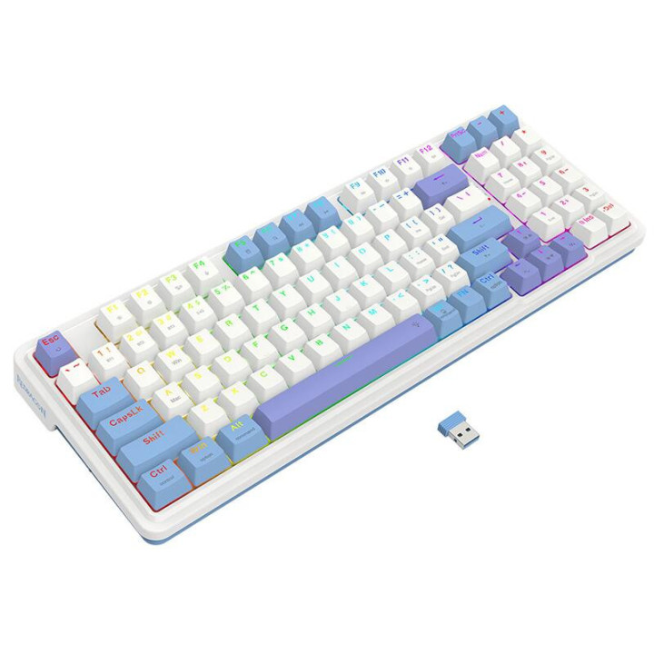 Bluetooth геймърска клавиатура Redragon Gloria Pro K664WBP-RGB-PRO бяло RGB осветление
