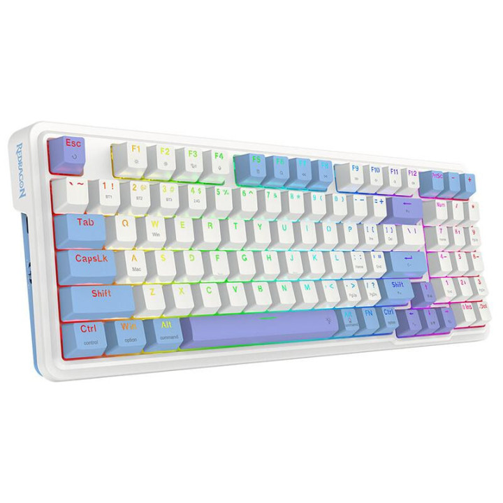 Bluetooth геймърска клавиатура Redragon Gloria Pro K664WBP-RGB-PRO бяло RGB осветление