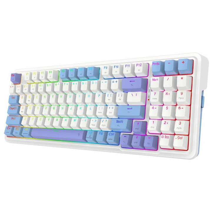Bluetooth геймърска клавиатура Redragon Gloria Pro K664WBP-RGB-PRO бяло RGB осветление