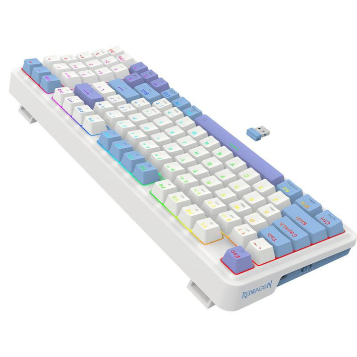 Bluetooth геймърска клавиатура Redragon Gloria Pro K664WBP-RGB-PRO бяло RGB осветление