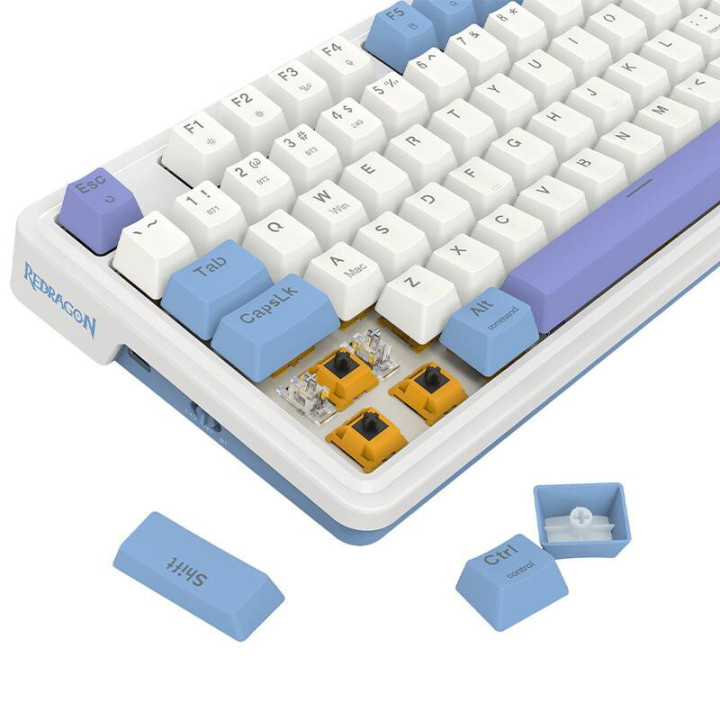 Bluetooth геймърска клавиатура Redragon Gloria Pro K664WBP-RGB-PRO бяло RGB осветление