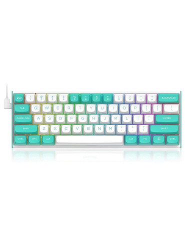 Геймърска клавиатура Redragon Fidd RGB K683WB-RGB, бяло/зелено