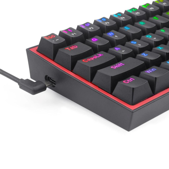 Механична геймърска клавиатура Redragon Fizz K617-RGB_RD RGB, черна