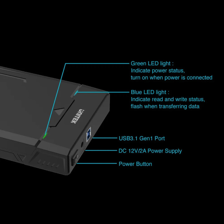 Външна кутия за диск Unitek DiskGuard Raiden - 2.5/3.5 inch USB3.0 UASP - Y-3035