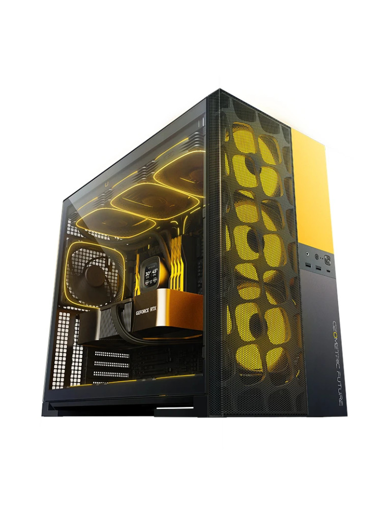 Кутия за компютър Geometric Future Model 5 Vent Black/Yellow,  5 x 140 mm aRGB fans included, EATX - GEO-M5VF-BY
