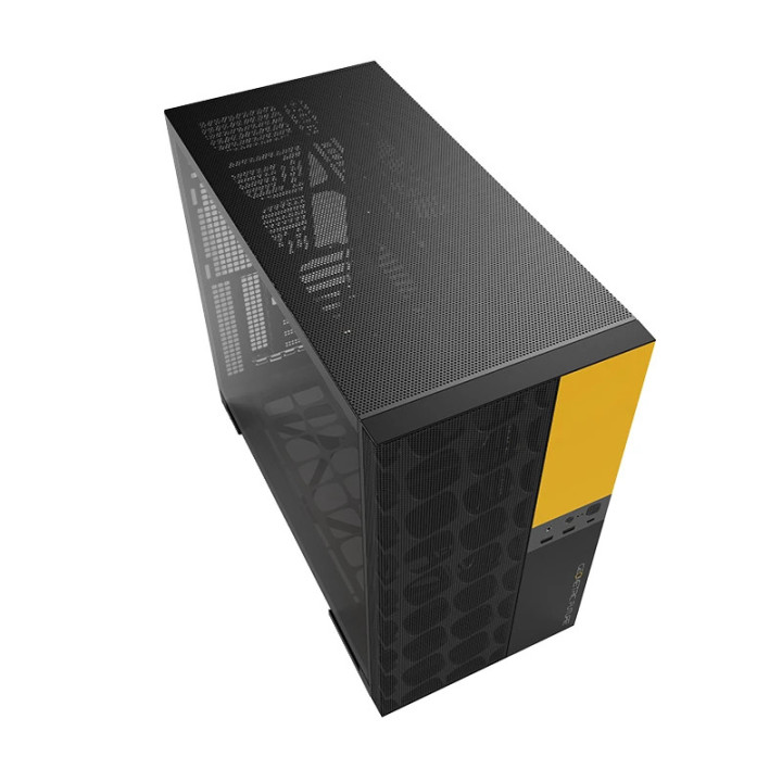 Кутия за компютър Geometric Future Model 5 Vent Black/Yellow,  5 x 140 mm aRGB fans included, EATX - GEO-M5VF-BY