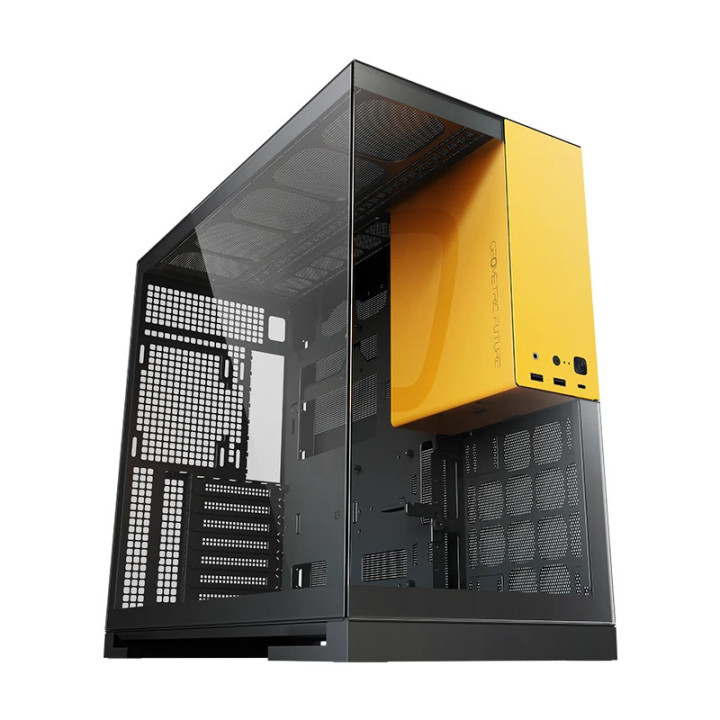 Кутия за компютър Geometric Future Model 5 Black/Yellow, 5 x 140 mm aRGB fans included, EATX - GEO-M5F-BY