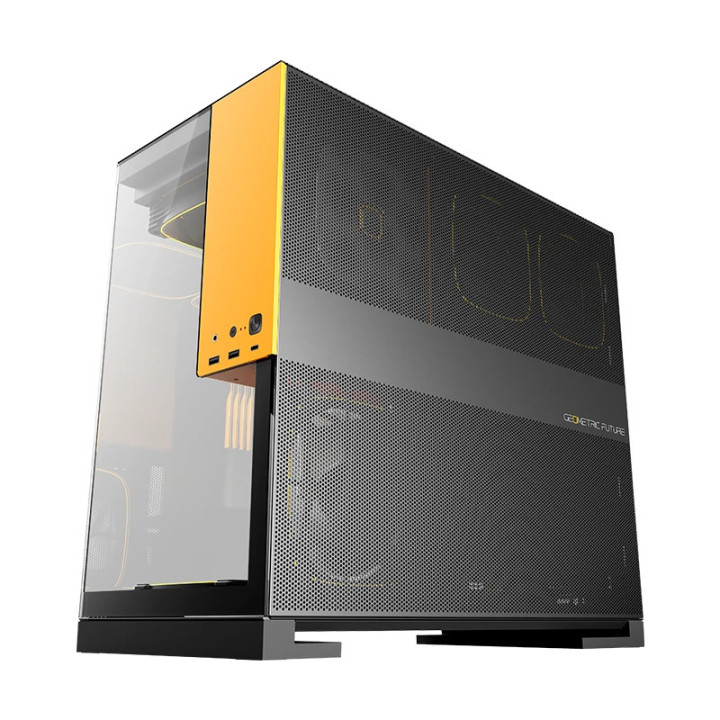 Кутия за компютър Geometric Future Model 5 Black/Yellow, 5 x 140 mm aRGB fans included, EATX - GEO-M5F-BY