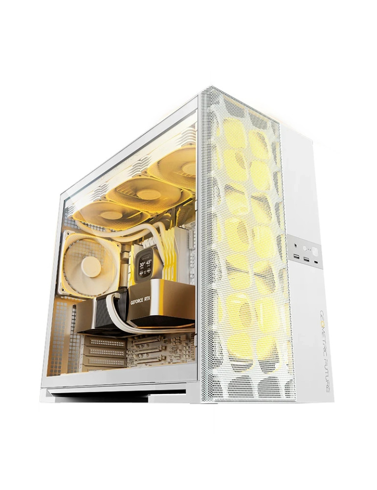 Кутия за компютър Geometric Future Model 5 Vent White, 5 x 140 mm aRGB fans included, EATX - GEO-M5VF-W