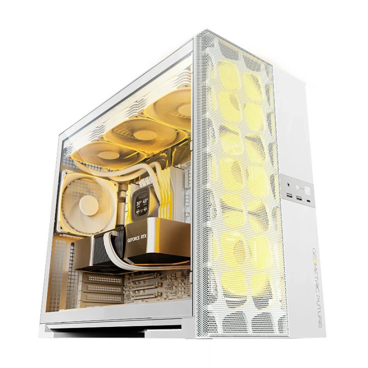 Кутия за компютър Geometric Future Model 5 Vent White, 5 x 140 mm aRGB fans included, EATX - GEO-M5VF-W