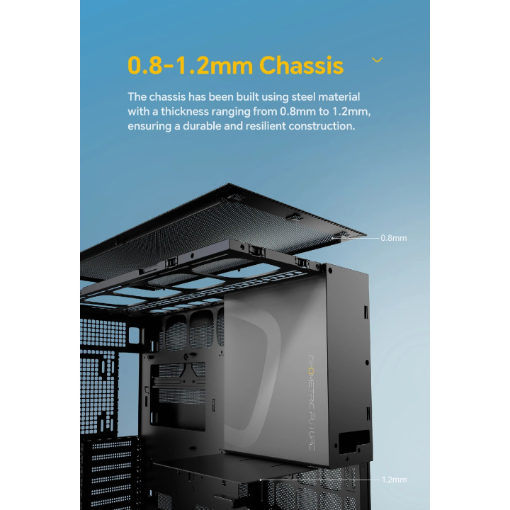 Кутия за компютър Geometric Future Model 5 Vent White, 5 x 140 mm aRGB fans included, EATX - GEO-M5VF-W