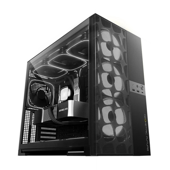 Кутия за компютър Geometric Future Model 5 Vent Black, 5 x 140 mm aRGB fans included, EATX - GEO-M5VF-B