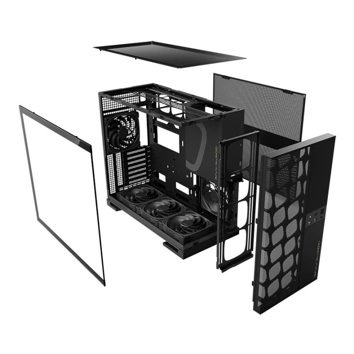 Кутия за компютър Geometric Future Model 5 Vent Black, 5 x 140 mm aRGB fans included, EATX - GEO-M5VF-B