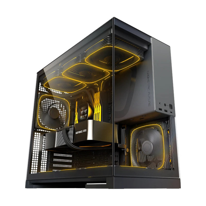 Кутия за компютър Geometric Future Model 5 Black/Grey, 5 x 140 mm aRGB fans included, EATX - GEO-M5F-BG