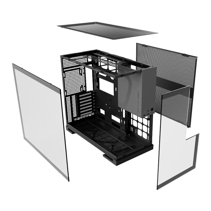 Кутия за компютър Geometric Future Model 5 Black/Grey, 5 x 140 mm aRGB fans included, EATX - GEO-M5F-BG