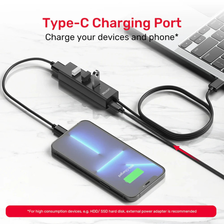 Хъб Unitek USB3.0 HUB 4 port, 1.2m cable, aux USB-C power input - Y-3089V01