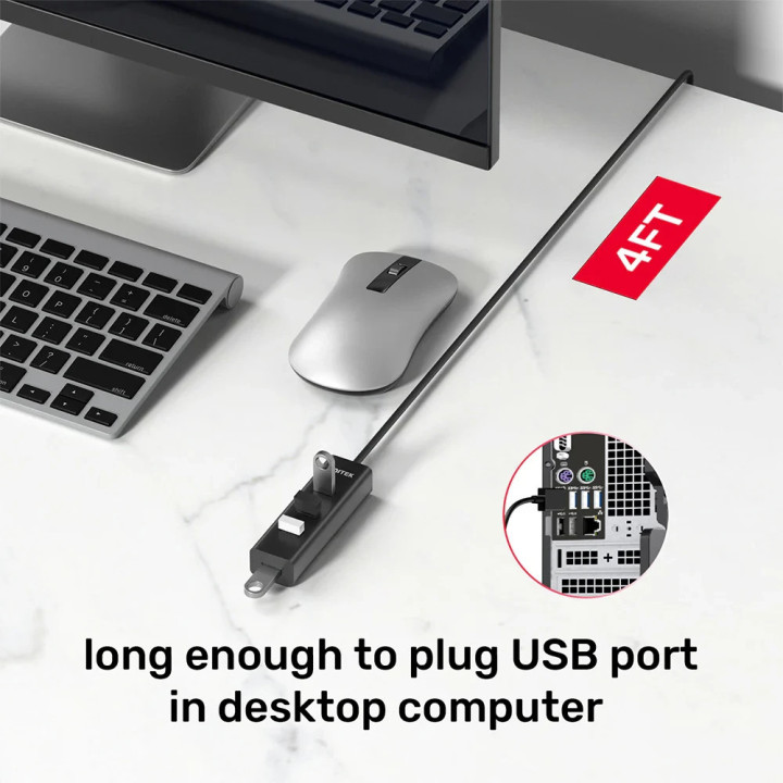 Хъб Unitek USB3.0 HUB 4 port, 1.2m cable, aux USB-C power input - Y-3089V01