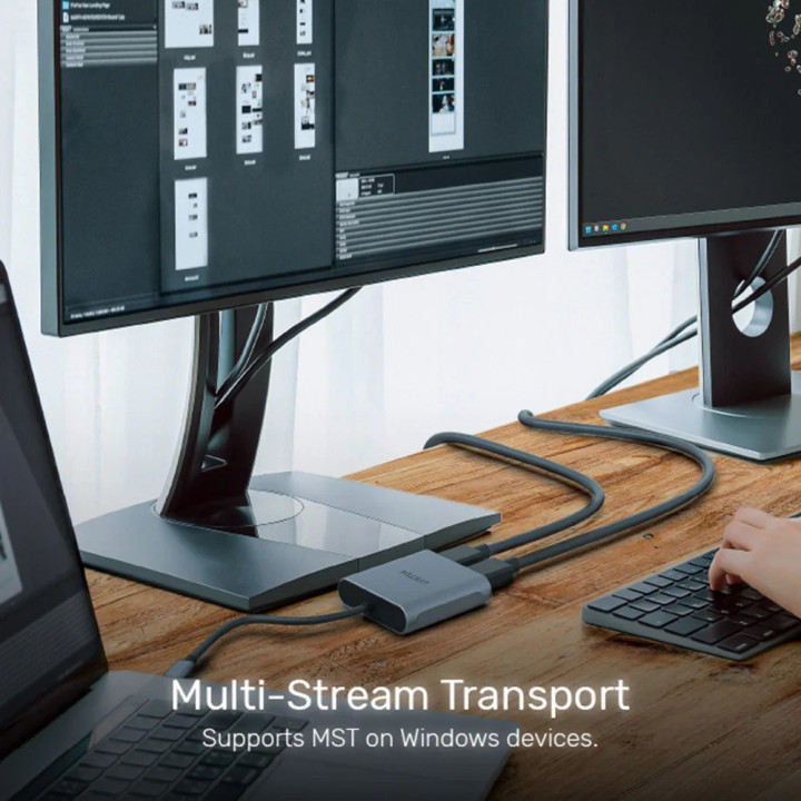 Адаптер Unitek USB-C M to DisplayPort x 2 F - 8K@30Hz, MST - V1404A