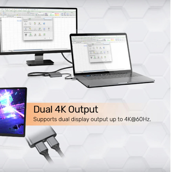 Адаптер Unitek USB-C M to DisplayPort x 2 F - 8K@30Hz, MST - V1404A
