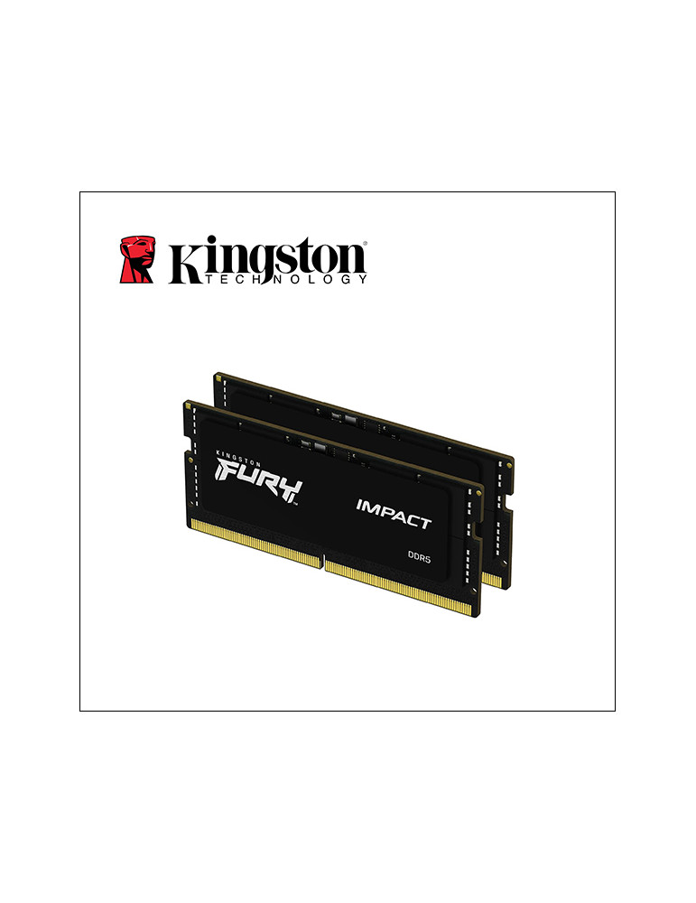 RAM памет Kingston 16GB(2X8GB) DDR5 4800MHz IMPACT SODIMM - KF548S38IBK2-16