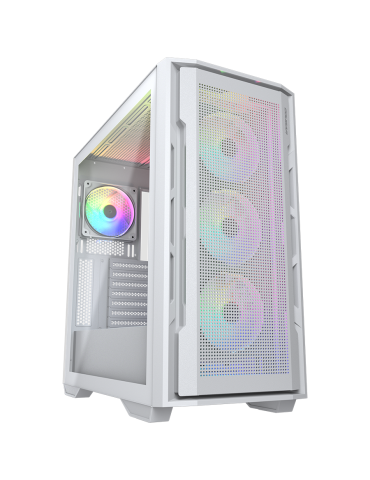 Кутия за компютър Cougar Uniface RGB, Mid Tower, Mesh Front Panel, 4 x 120mm ARGB Fans, TG Left Panel, White - CGR-5C78W-RGB